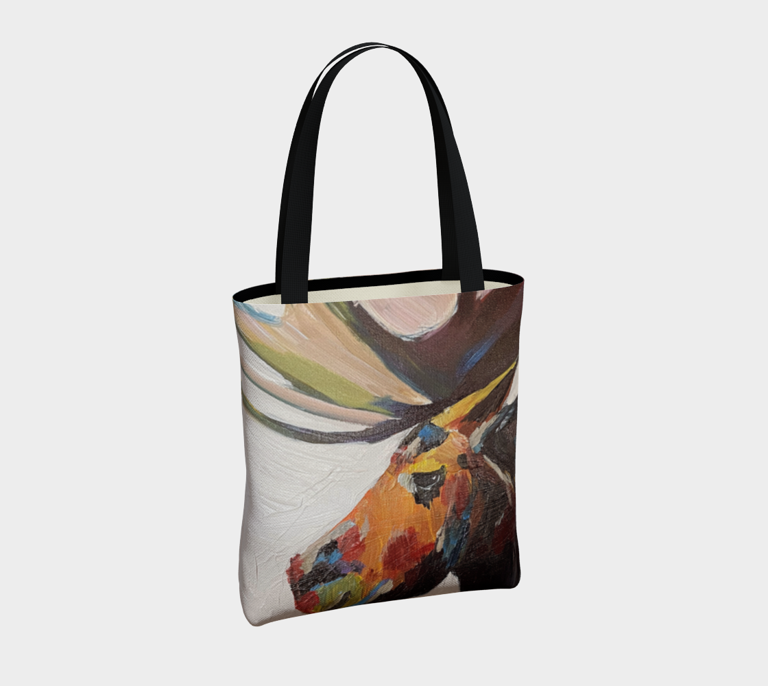 Brown moose canvas tote
