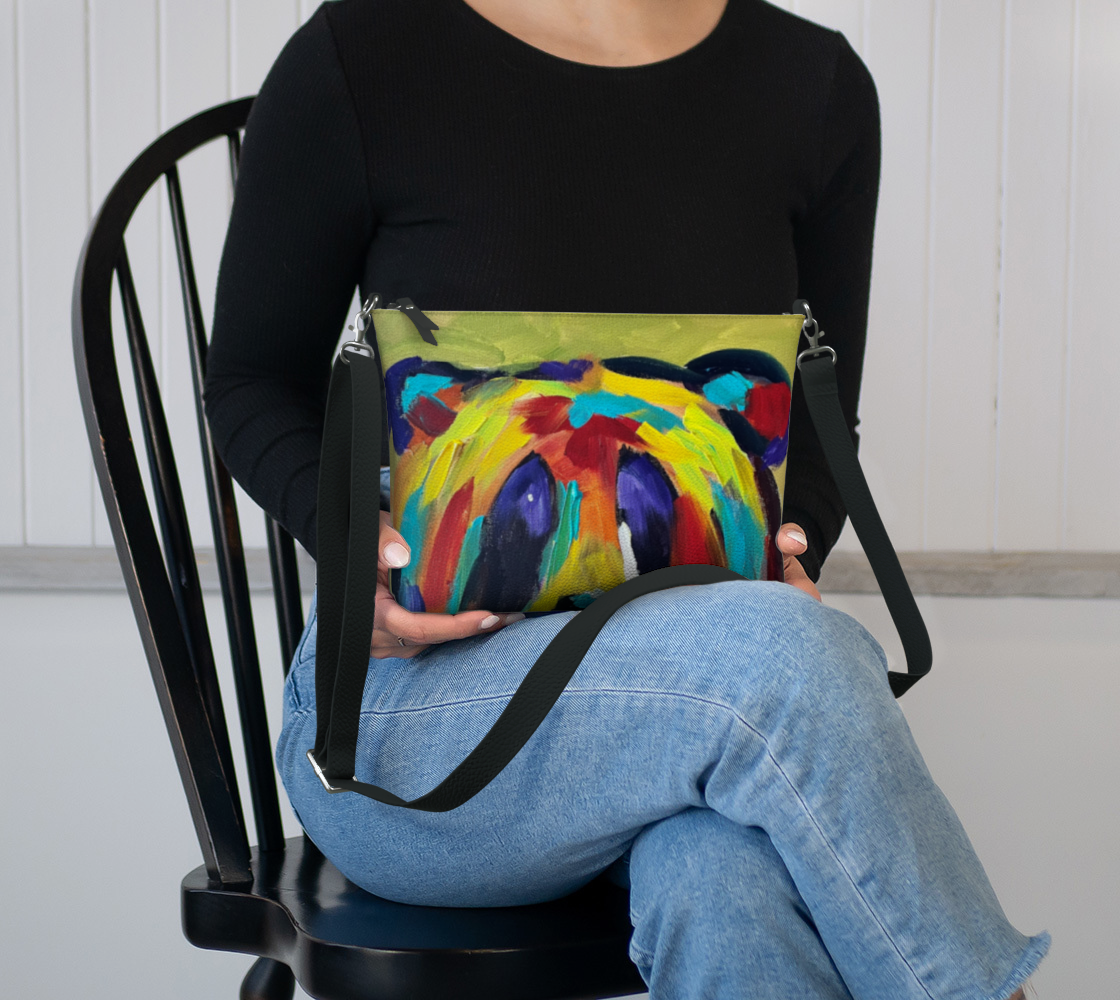 Bear Vegan Leather Crossbody Purse