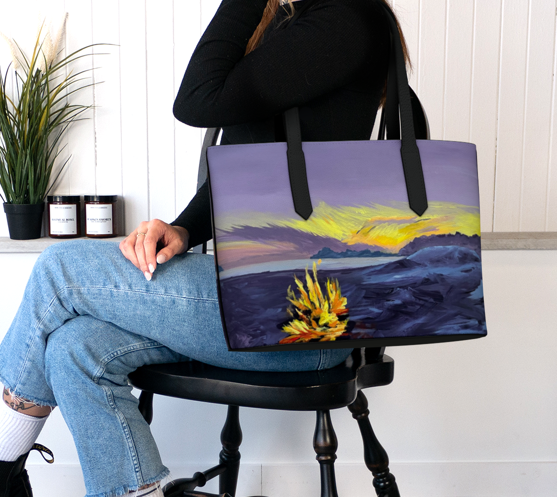 Tofino Beach Fire Vegan Leather Tote Bag