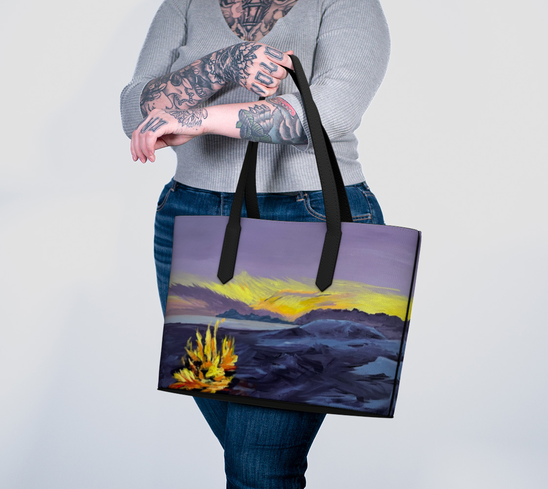 Tofino Beach Fire Vegan Leather Tote Bag