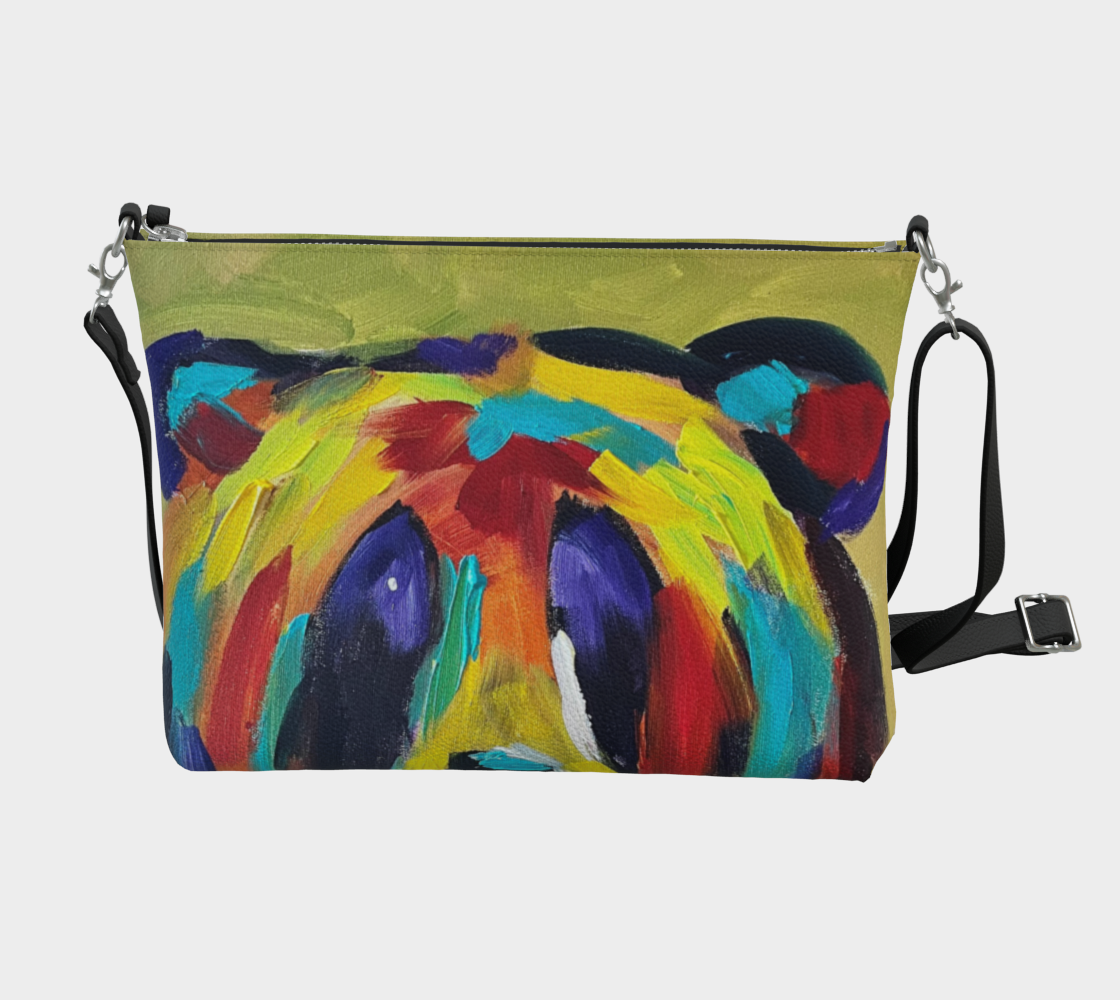 Bear Vegan Leather Crossbody Purse