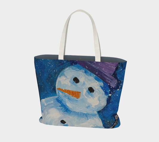 SNOWMAN CANVAS MARKET TOTE