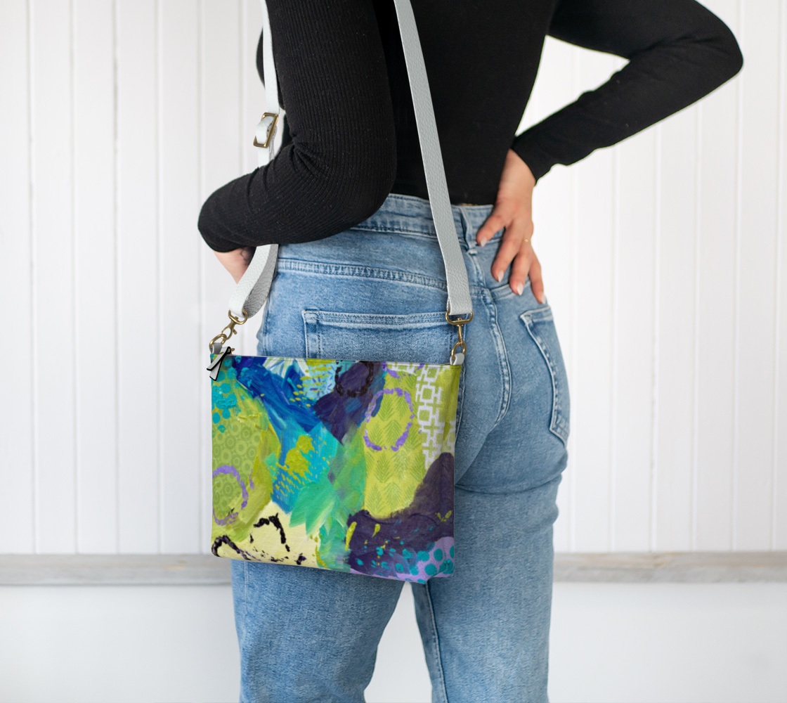Abstract Garden Vegan Leather Crossbody Purse