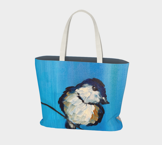 CHICKADEE CANVAS MARKET TOTE