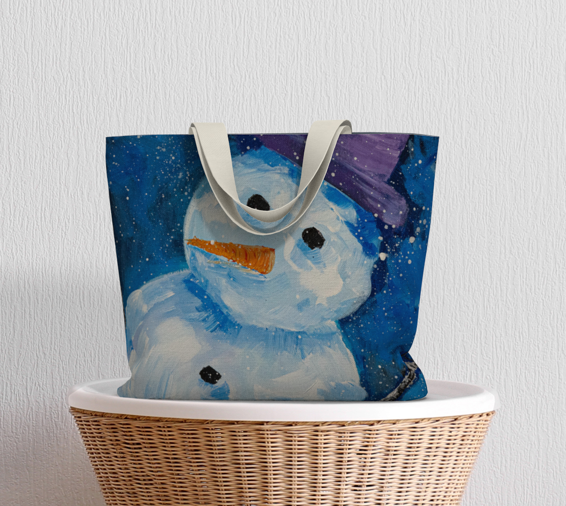 SNOWMAN CANVAS MARKET TOTE