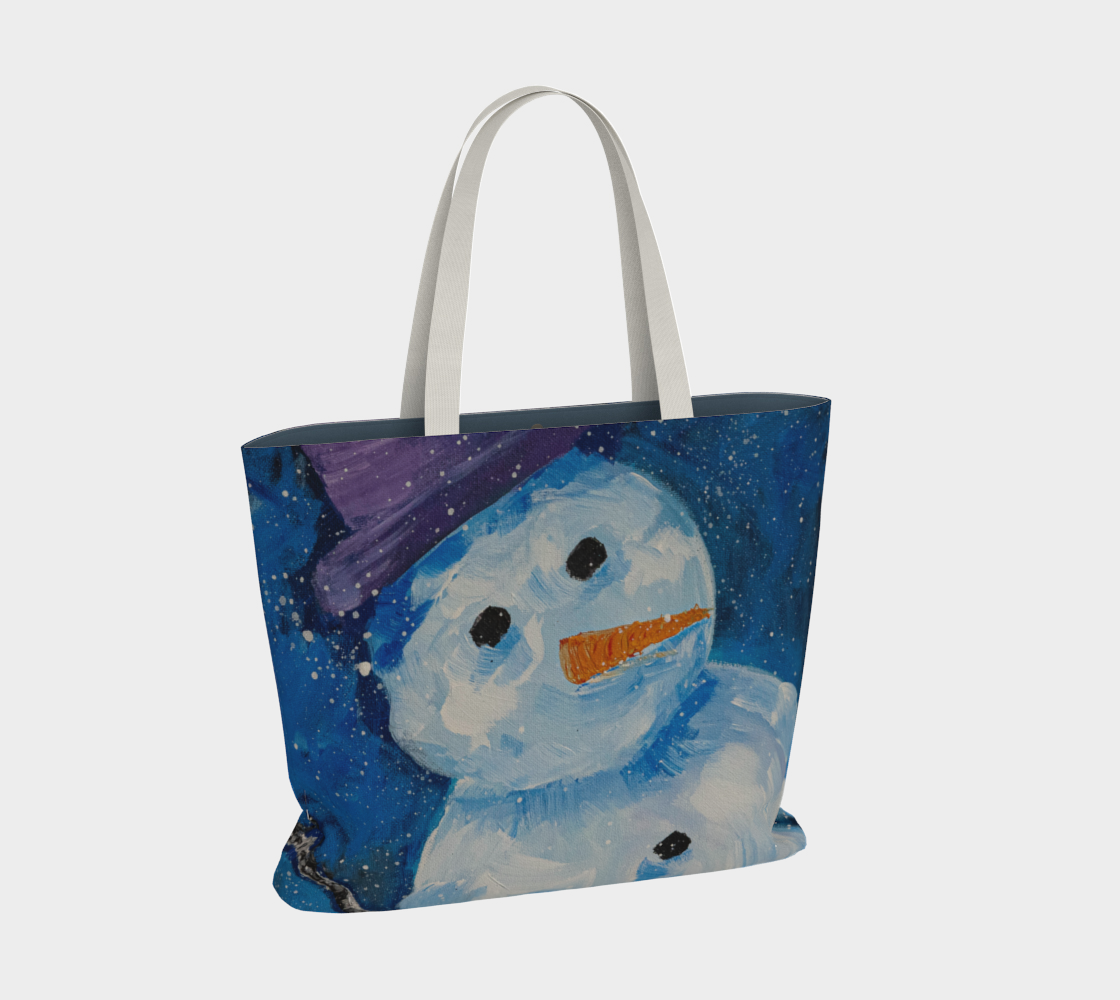 SNOWMAN CANVAS MARKET TOTE