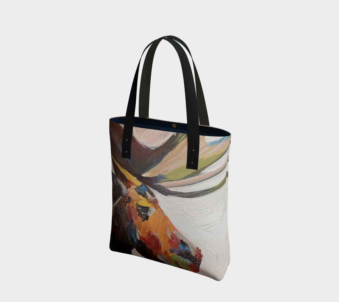 Brown moose canvas tote
